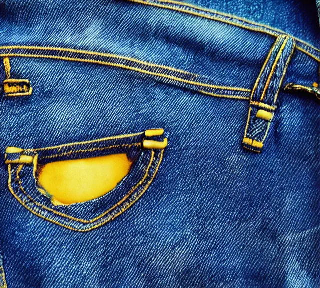 Prompt: a 4 k photorealistic photo full shot of a yellow and blue gun denim.