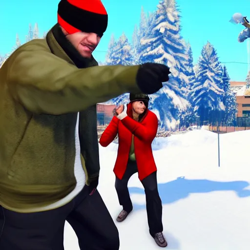 Prompt: gta snowball fight mode