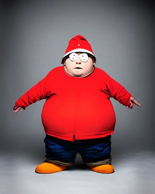 Prompt: Studio Photograph of a real life Eric Cartman from South Park shot in the Style of Annie Leibovitz,