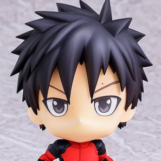 Image similar to high quality portrait flat matte painting of cute Bakugō Katsuki in the style of nendoroid and manga My Hero Academia , flat anime style, thick painting, medium close-up