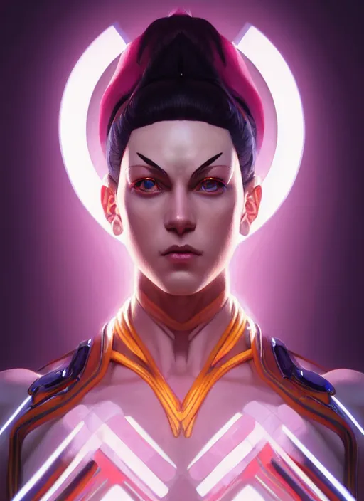 Image similar to symmetry!! portrait of juri, street fighter, sci - fi, global illumination!! intricate, elegant, highly detailed, digital painting, artstation, concept art, smooth, sharp focus, illustration, art by artgerm and greg rutkowski and alphonse mucha