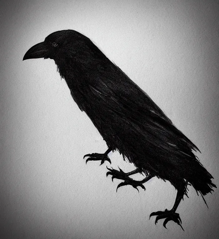 Image similar to beautiful aesthetic inspirational masterful professional ink pen liner sketch of a raven bird posing, marvel style, concept art, fine details, trending on artstation, high quality paper, instagram photo