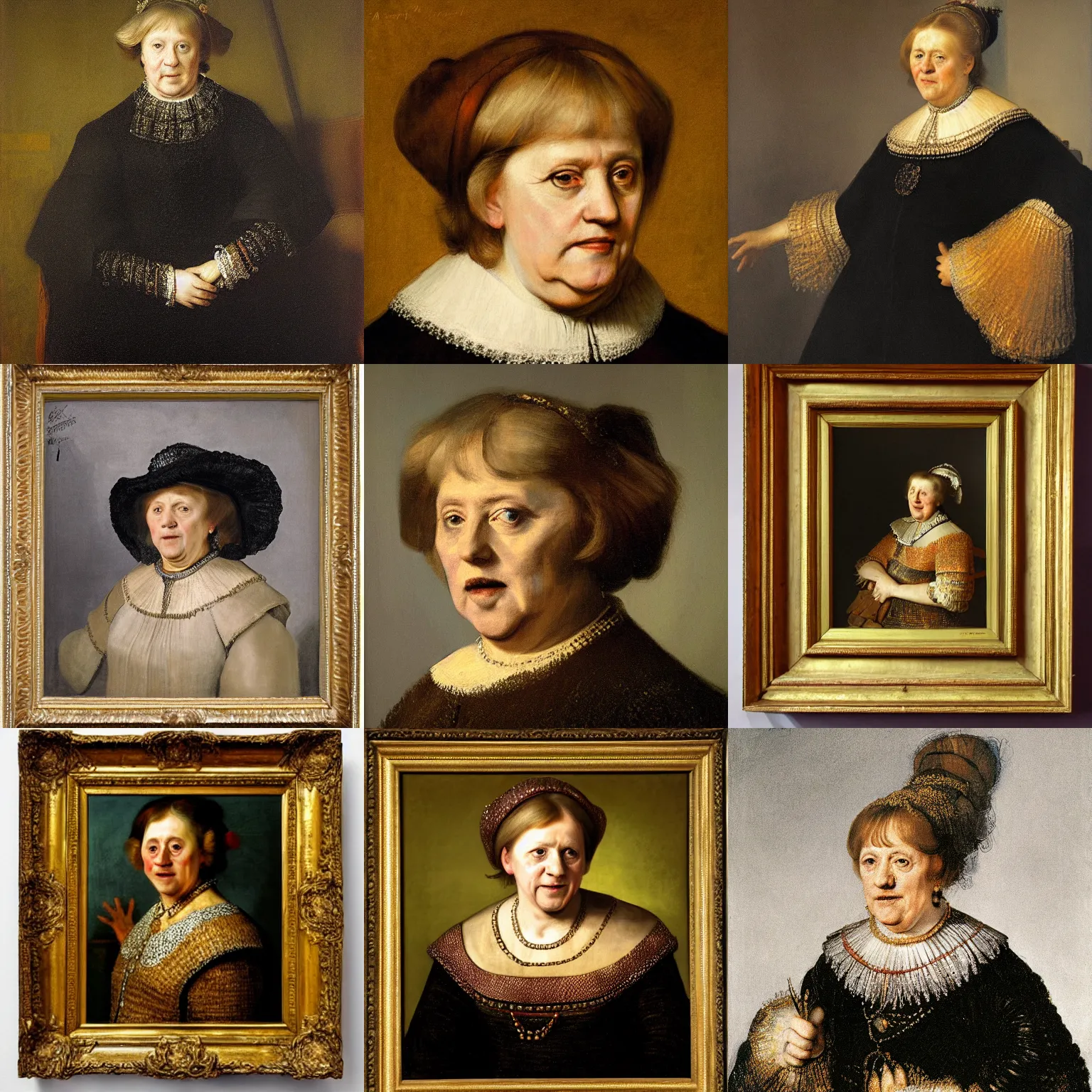 Prompt: portrait of angela merkel, by rembrandt van rijn