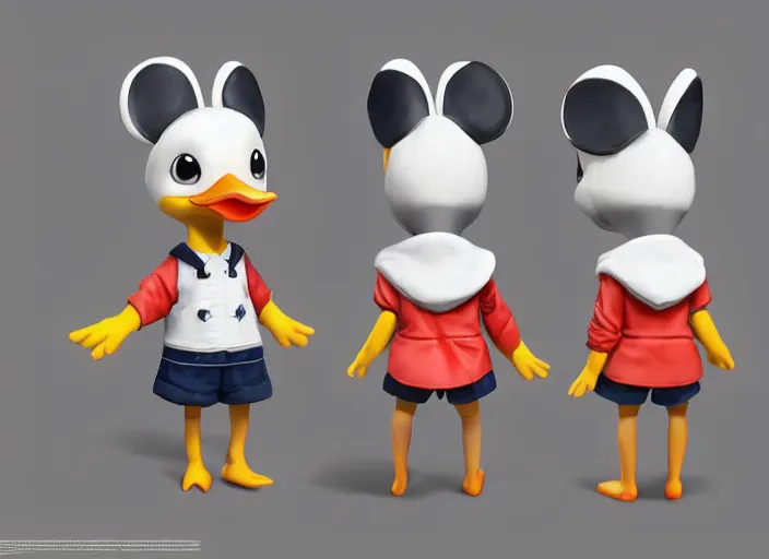 Image similar to award - winning detailed concept art of a cute iconic anthropomorphic duck character wearing a sailor suit. art by wlop on bcy. net, realistic. detailed feathers, art by cheng yi. artstationhd, artgerm, disney, pixar zootopia. 3 d rendering, high quality model sheet, donald