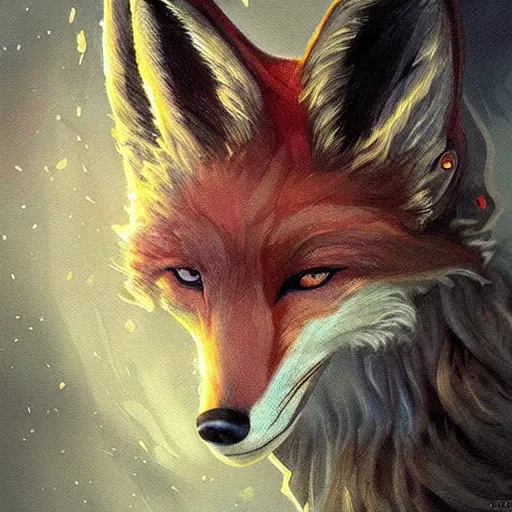 Image similar to a fox, dark fantasy art, epic fantasy art