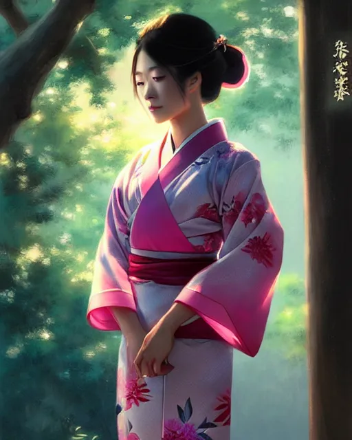 Image similar to a beautiful okinawa girl wear elegant yukata in festival | | summer night, realistic shaded, pleasant face, good looking, fine details, 4 k realistic, cryengine, realistic shaded lighting poster by greg rutkowski, magali villeneuve, artgerm, jeremy lipkin and michael garmash and rob rey