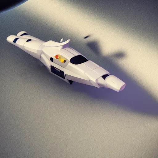 Image similar to ultra minimalist and smooth retro sci-fi toon spaceship, volumetric lighting, 8K, dynamic scene, Blender 3D, dreamyart, Mattey, Pick Wu, Andras Csuka detailed concept art pastel, 3d quality, octane render