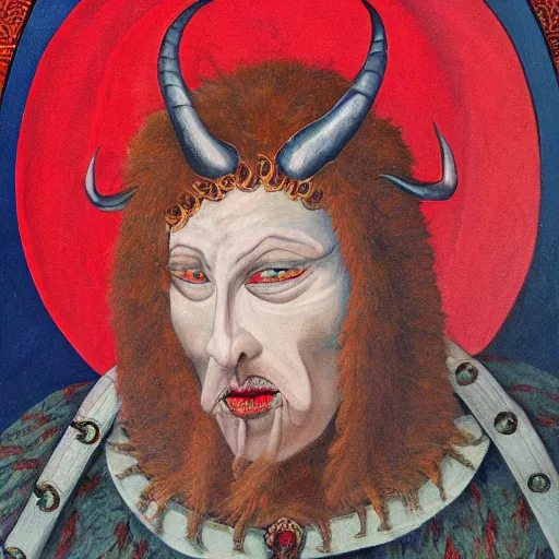 Image similar to Stunning and highly detailed painting of the devil in human disguise wearing a red doublet