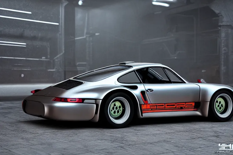 Image similar to porsche 9 5 9 cyberpunk car sitting on the side of the road, back to the future flux capacitor, a detailed matte painting by zack snyder, trending on cg society, auto - destructive art, vray tracing, unreal engine 5, reimagined by industrial light and magic