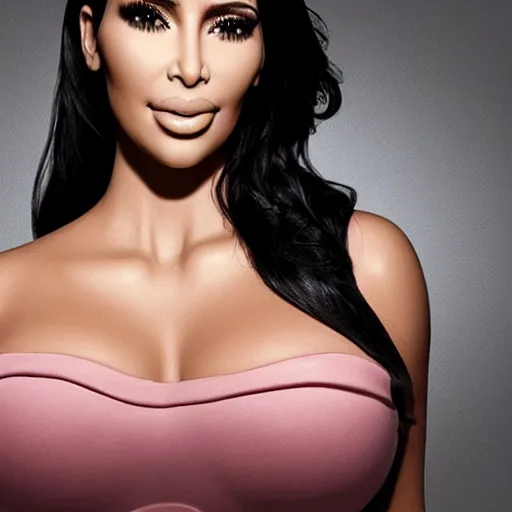 Image similar to imaginative render of Kim kardashian with a pig nose and pink skin