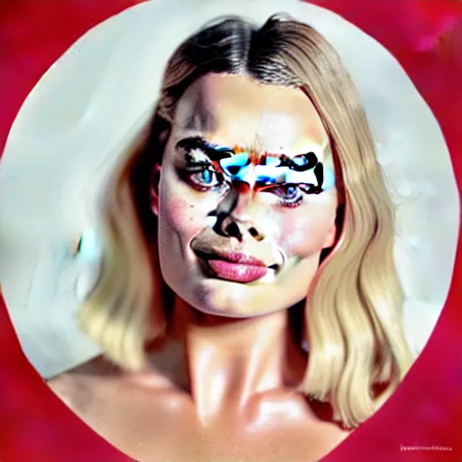 Prompt: margot robbie as a liquid, professional food photography