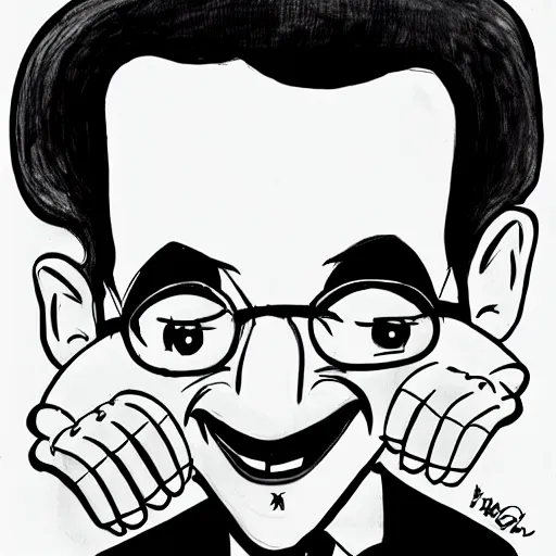 Image similar to caricature drawing of pee wee herman, illustration, ink, isca, award winning, new yorker