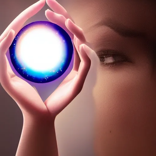 Prompt: closeup of a woman wearing a neckless with a glowing planet Saturn as the pendant, the rings are glowing around the planet, the woman's hand reaching for the pendant, in the style of Disney frozen