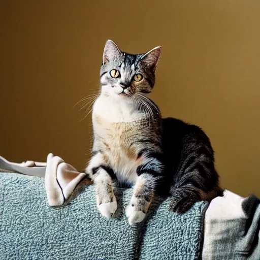 Prompt: photo of a cat in a bikini