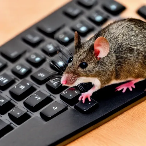 Image similar to a real mouse on a keyboard