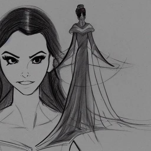 Image similar to milt kahl sketch of victoria justice as princess padme from star wars episode 3