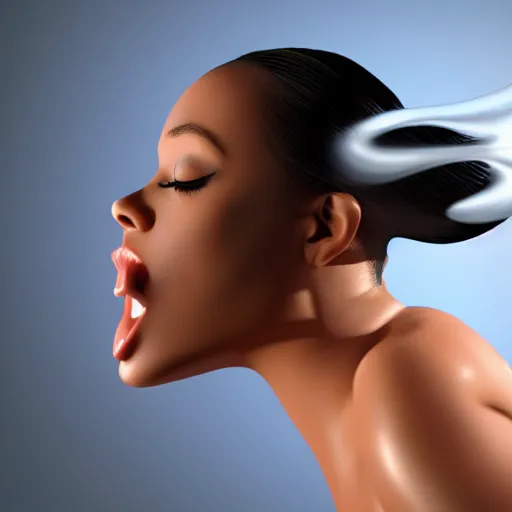 Prompt: photorealistic 3d render of (water pouring) on a voluptuous beautiful black curvaceous model bent over, cream dripping on face, studio lighting, blue background, in the style of pixar, highly detailed, sharp focus, bokeh, depth of field, 16k resolution, Unreal Engine 5, coherent, cinematic lighting, beautiful painting, from behind