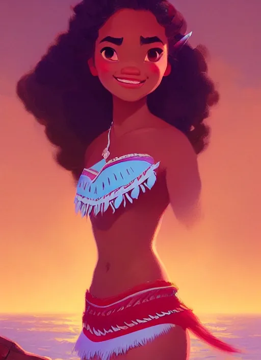 Image similar to dream highly detailed portrait of disney's princess moana, magnificent, photographic realistic background, by atey ghailan, by greg rutkowski, by greg tocchini, by james gilleard, by joe fenton, by kaethe butcher, trending on instagram, award winning details
