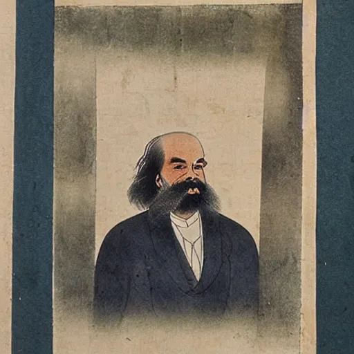 Prompt: ancient chinese watercolour of karl marx