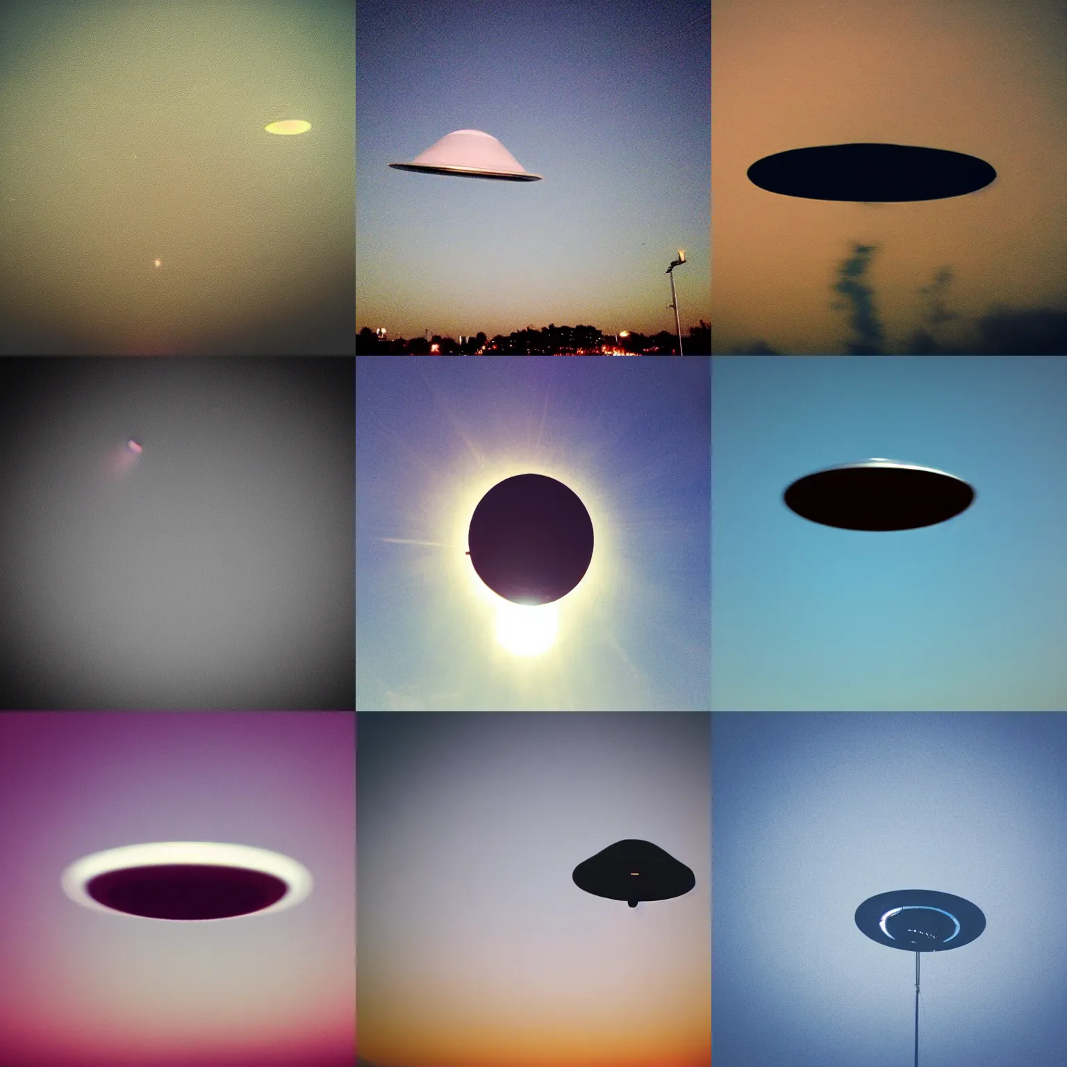 Prompt: Ufo in the sky, low angle view, motion blur, Telephoen lens, grainy, low quality