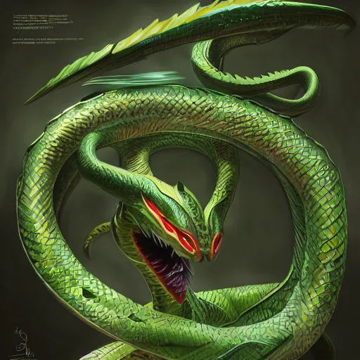 Image similar to hyperrealistic photo of rayquaza, a snakelike dragon pokemon, character design, concept art, studio lighting, ultra detailed, structured art, ultra detailed, professional photography, cinematic art by alphonse mucha, gabriel garza and casper konefal