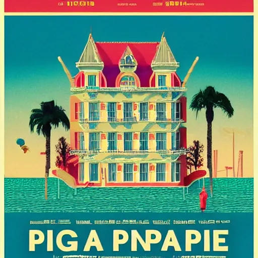 Prompt: movie poster for the pineapple motel by wes anderson starring bill murray