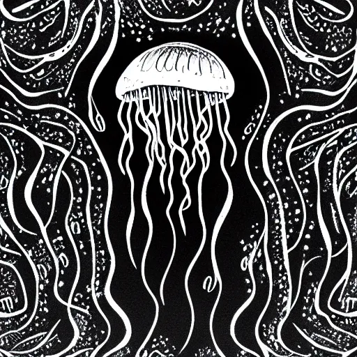 Image similar to monochrome alien jellyfish, water
