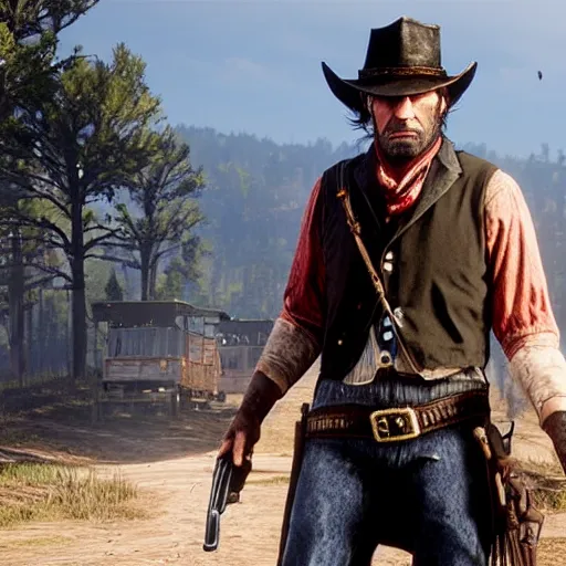 Image similar to daniel day lewis as the main protagonist in red dead redemption 2