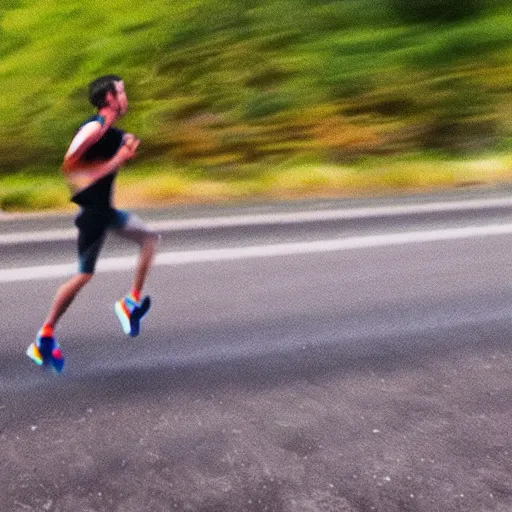 Prompt: GoPro footage of an alien running a marathon