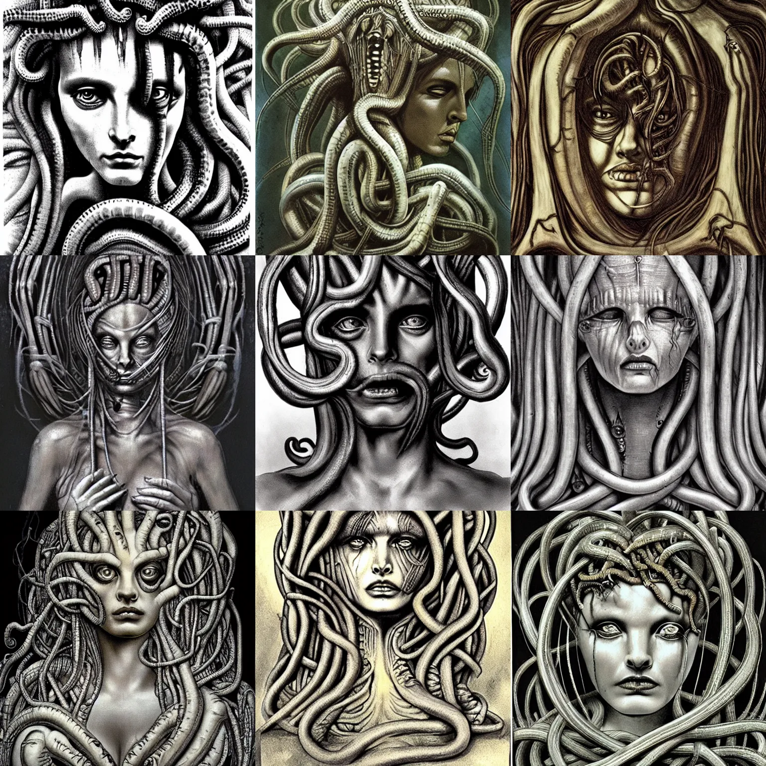 Prompt: medusa by h r giger