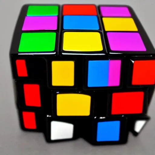 Image similar to rubiks cube skull, glossy, plastic, colorful