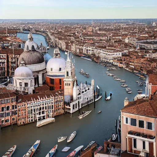 Prompt: photograph of the streets of london combined with the canals of venice