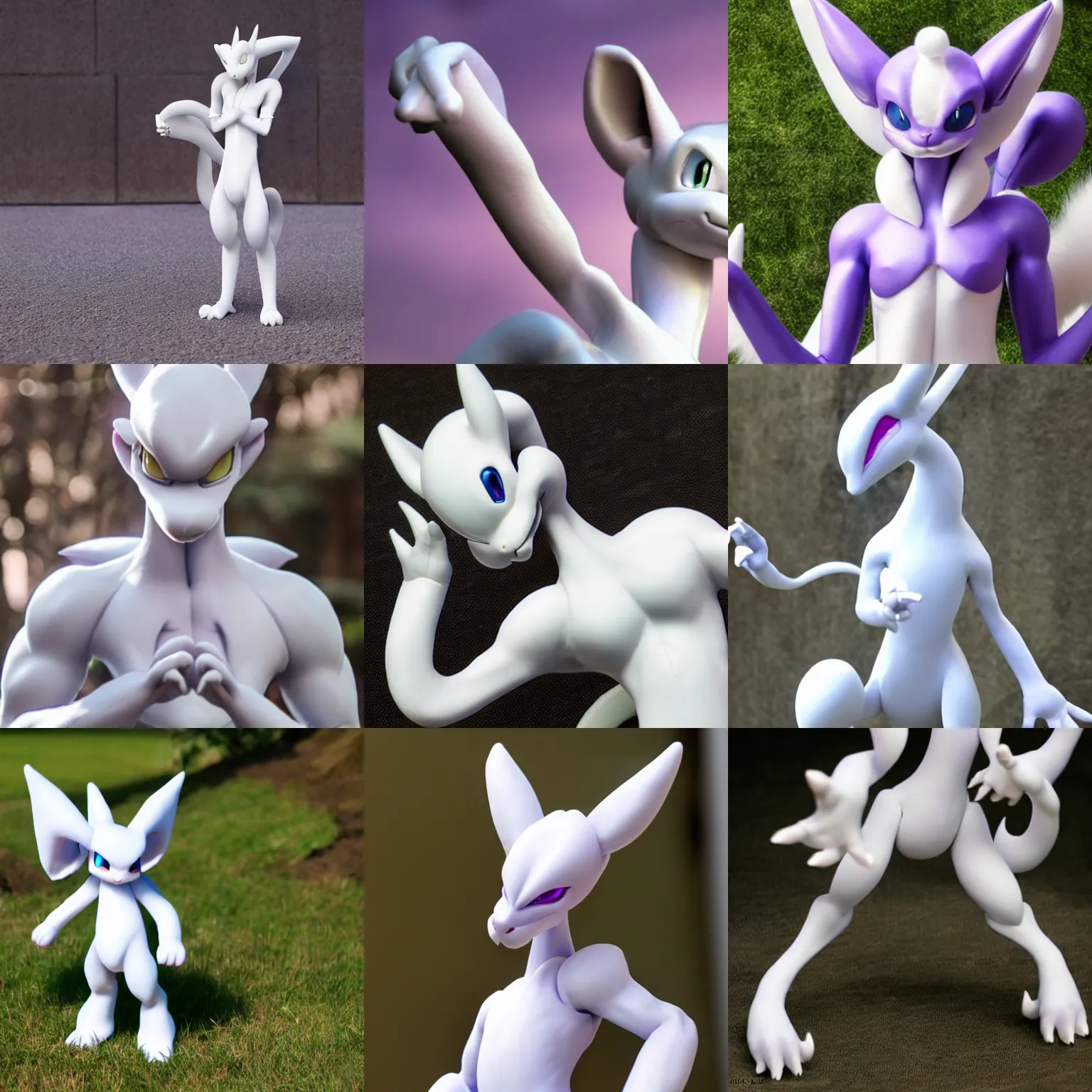 Prompt: real life mewtwo from pokemon, fluffy, ultra realistic, sharp focus