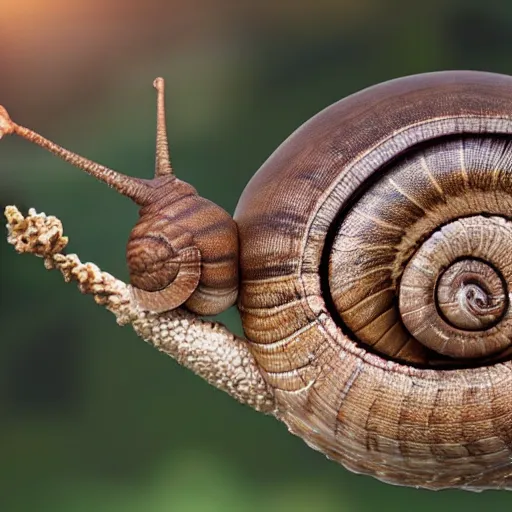 Prompt: photo of a giant snail being walked on a leash hd