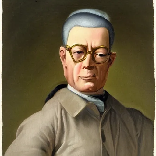 Prompt: a beautiful painting of hank hill, in the style of elisabeth vigee le brun