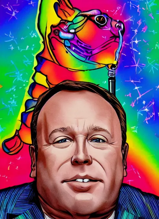 Image similar to alex jones by lisa frank and Zbigniew Brzezinski