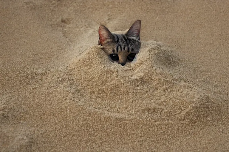 Image similar to a cat inside the sand on the beach