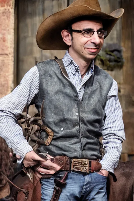 Prompt: Yuval Noah Harari as a cowboy