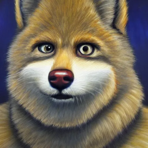 Prompt: a furry painting in a musuem, ultra realistic