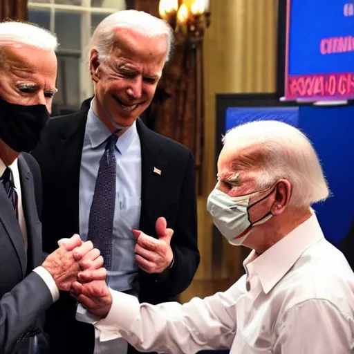 Image similar to sheldon cooper meeting joe biden eating communism