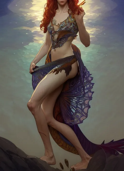 Image similar to marisha ray as a fish, intricate, elegant, highly detailed, digital painting, artstation, concept art, smooth, sharp focus, illustration, art by artgerm and greg rutkowski and alphonse mucha, 8 k