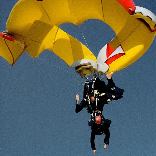 Image similar to joe biden sky diving, action photography