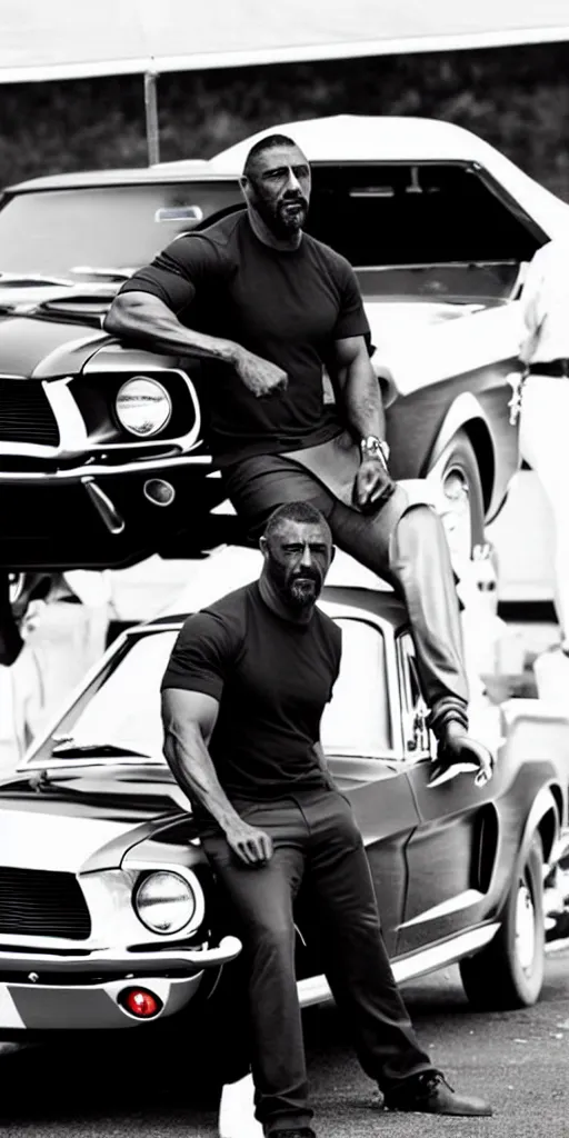 Image similar to idris elba in a 1967 Ford Mustang