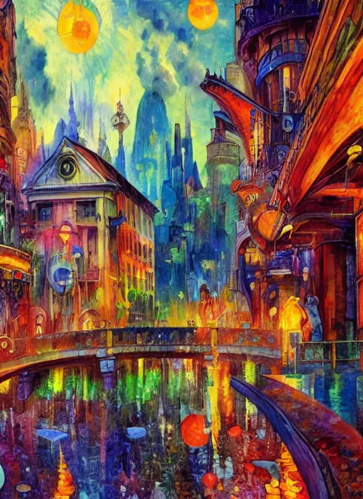 Prompt: ethereal city lost in time, art station, fauvism, art nouveau, felix kelly, johan grenier, hd, digital painting