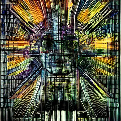 Image similar to god king of ai art, cpu gpu wafer, glitch art, notan, cyberwars by rene lalique, highly detailed, by william - adolphe bouguerea