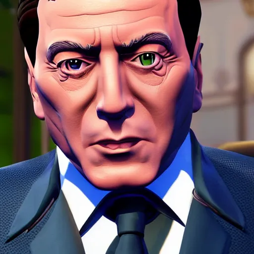 Image similar to Silvio Berlusconi in Fortnite very detailed 4k quality super realistic