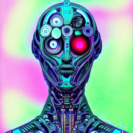 Prompt: psychedelic organic cyborg by artem cash