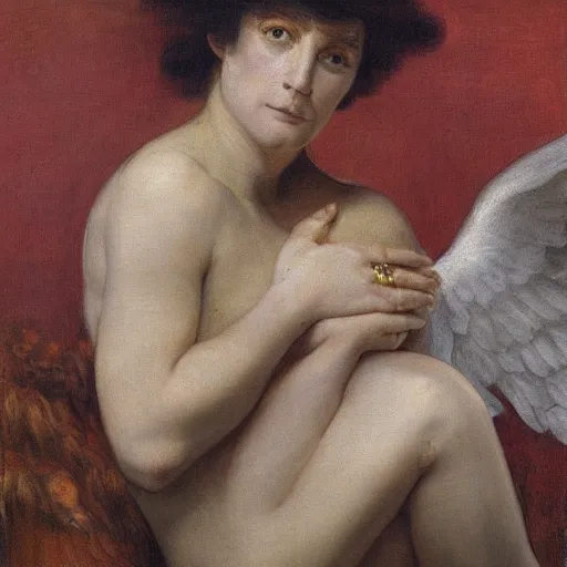 Image similar to a portrait of antal rogán in the style of The Fallen Angel (1847) painting by Alexandre Cabanel