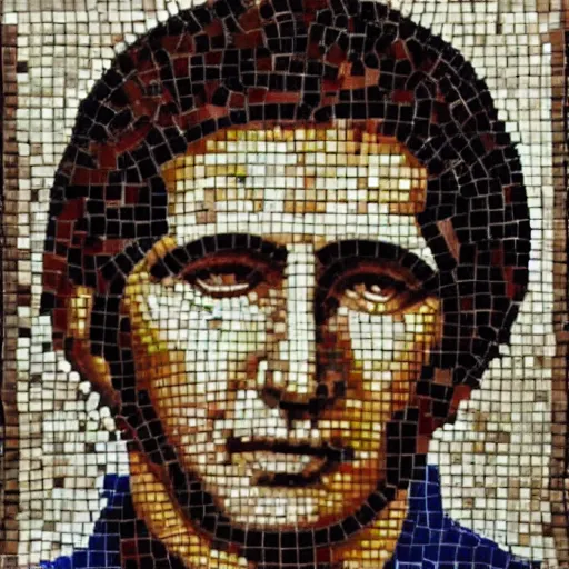 Prompt: head and shoulders portrait of bachir gemayel as a byzantine mosaic, perfect face, perfect eyes, very detailed, very realistic, elegant, top art, renowed artwork