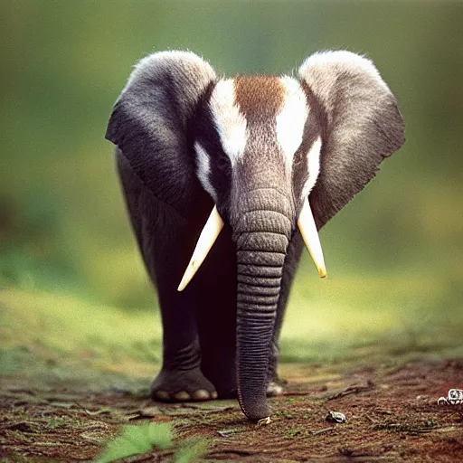 Image similar to badger!!!! with an ((elephant)) trunk, professional nature photography, National Geographic, 35mm film